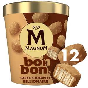 Magnum Bonbon Gold Caramel Billionaire Mražená zmrzlinová pochoutka 12 × 17 ml (204 ml)