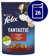 Felix Fantastic Kapsička pro kočky hovězí v želé kapsičky 26x85g
