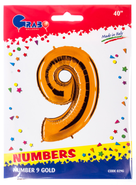 Grabo Balloons Balónek fóliový - Číslice 9 zlatá 102cm 