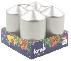 Krab Adventní svíce válec stříbrný LAK 40x80 mm