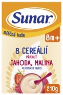 Sunar mléčná kaše s 8 cereáliemi jahoda, malina