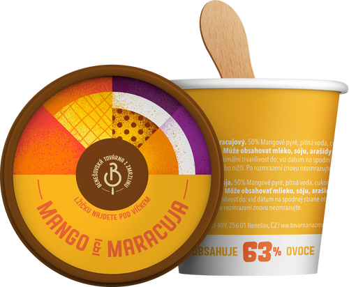 Benešovská továrna na zmrzlinu Sorbet Mango & Maracuja, kelímek