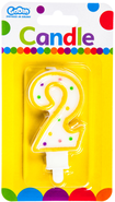 Party Deco  Svíčka číslice "2" barevná 7,5cm 