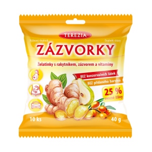Terezia company Terezia ZÁZVORKY Želatinky s rakytníkem, zázvorem a vitaminy 10 ks