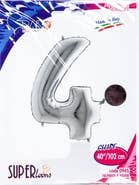 Grabo Balloons Balónek číslice "4" stříbrná 102cm fólie