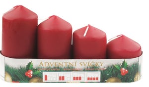 Anděl Přerov Bordó adventní svíčky válcové 60–105 × 50 mm, sada