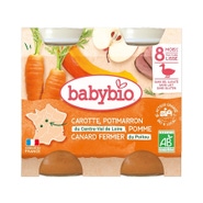 BabyBio Babybio Mrkev, dýně a jablka s kachním masem 2x200 g