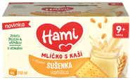 Hami Mlíčko s kaší s příchutí sušenka-vanilka, 4x 250 ml