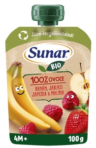 Sunar BIO Banán jablko jahoda malina
