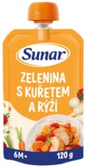 Sunar Příkrm zelenina s kuřetem a rýži, 6 m+