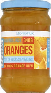 Monoprix Pomerančová marmeláda se sníženým obsahem cukru (*o 30 % méně cukru než tradiční džem)