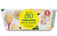 Monoprix Biologique BIO Jablkovo-banánový příkrm bez přidaného cukru, 4x 100 g