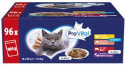PreVital kapsičky pro kočky, maso, losos omáčka, želé 96x100g 