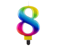 Svíčka - číslice "8" duhová 8cm 