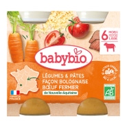 BabyBio Babybio Boloňské těstoviny s&nbsp;farmářským hovězím masem 2x200 g