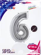 Grabo Balloons Balónek číslice "6" stříbrná 102cm fólie