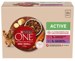 Purina ONE Mini Dog Active kapsičky pro psy hovězí a kachna ve šťávě 10x85g