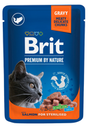 Brit Premium by Nature Kousky s lososem v omáčce pro dospělé kastrované kočky