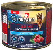 Ontario Konzerva Adult hovězí pate s příchutí spirulíny pro psy