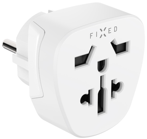 FIXED Adaptér EU Adapter 2 pro zapojení UK, US, AUS zařízení do EU zásuvek, bílý