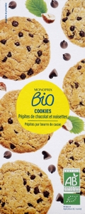 Monoprix Bio sušenky s čokoládovými kousky a lískovými oříšky