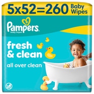 Pampers Ubrousky Fresh Clean Plastic Free (5x 52 ks)