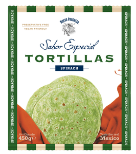 Nuevo Progreso Tortilla Spinach 10" 6x75g