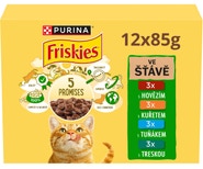 Friskies Kapsičky multipack pro kočky - hovězí, kuře, tuňák, treska 12x85g
