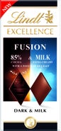 Lindt Excellence Fusion Hořká 85 % & Mléčná čokoláda s mořskou solí
