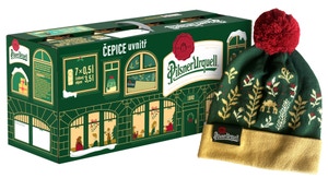 Pilsner Urquell Vánoční balení s čepicí (7x500ml plech)
