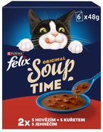Felix Soup polévky pro kočky hovězí, kuře, jehněčí 6x48g