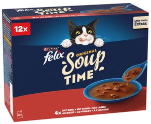 Felix Soup polévky pro kočky hovězí, kuře, jehněčí 12x48g