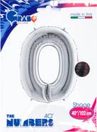 Grabo Balloons Balónek číslice "0" stříbrná 102cm fólie