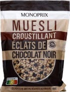 Monoprix Křupavé cereální lupínky s kousky hořké čokolády
