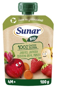 Sunar BIO Jablko jahoda červená řepa