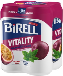 Birell 0.0 Vitality Maracuja & Maté nealkoholické pivo s méně cukru 4x0,5l