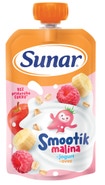 Sunar Smootík dětská kapsička malina, jogurt, ovesné vločky, 12 m+