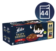 Felix Tasty Shreds kapsičky pro kočky hovězí, kuře, kachna, krůta ve šťávě 44x80g