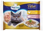 PreVital Dušené filetky kuřecí a krůtí v želé (4x85g)