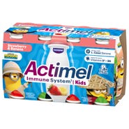 Actimel Kids probiotický jogurtový nápoj s vitamíny jahoda-banán 8x100g