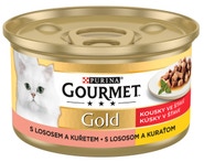 Gourmet Gold konzerva pro kočky losos, kuře