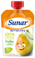 Sunar Do ručičky, ovocná kapsička hruška, jablko 4m+