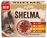 Shelma kapsičky pro kočky, mix masa, želé 12x85g 